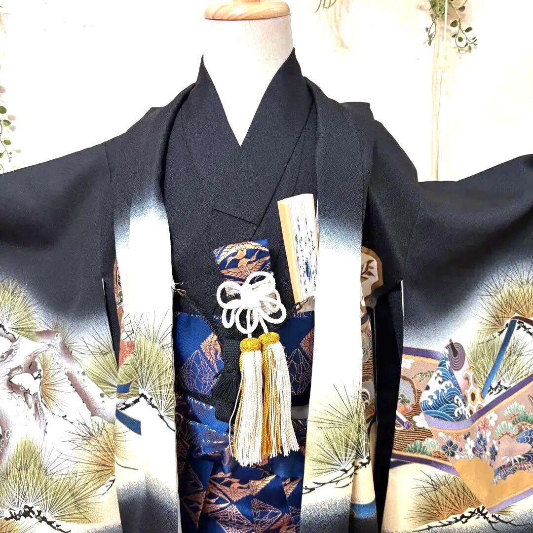 七五三 五歳‼️美品‼️黒地 豪華男の子 龍兜完全️フルセット‼️お家から揃え無 逸品‼️