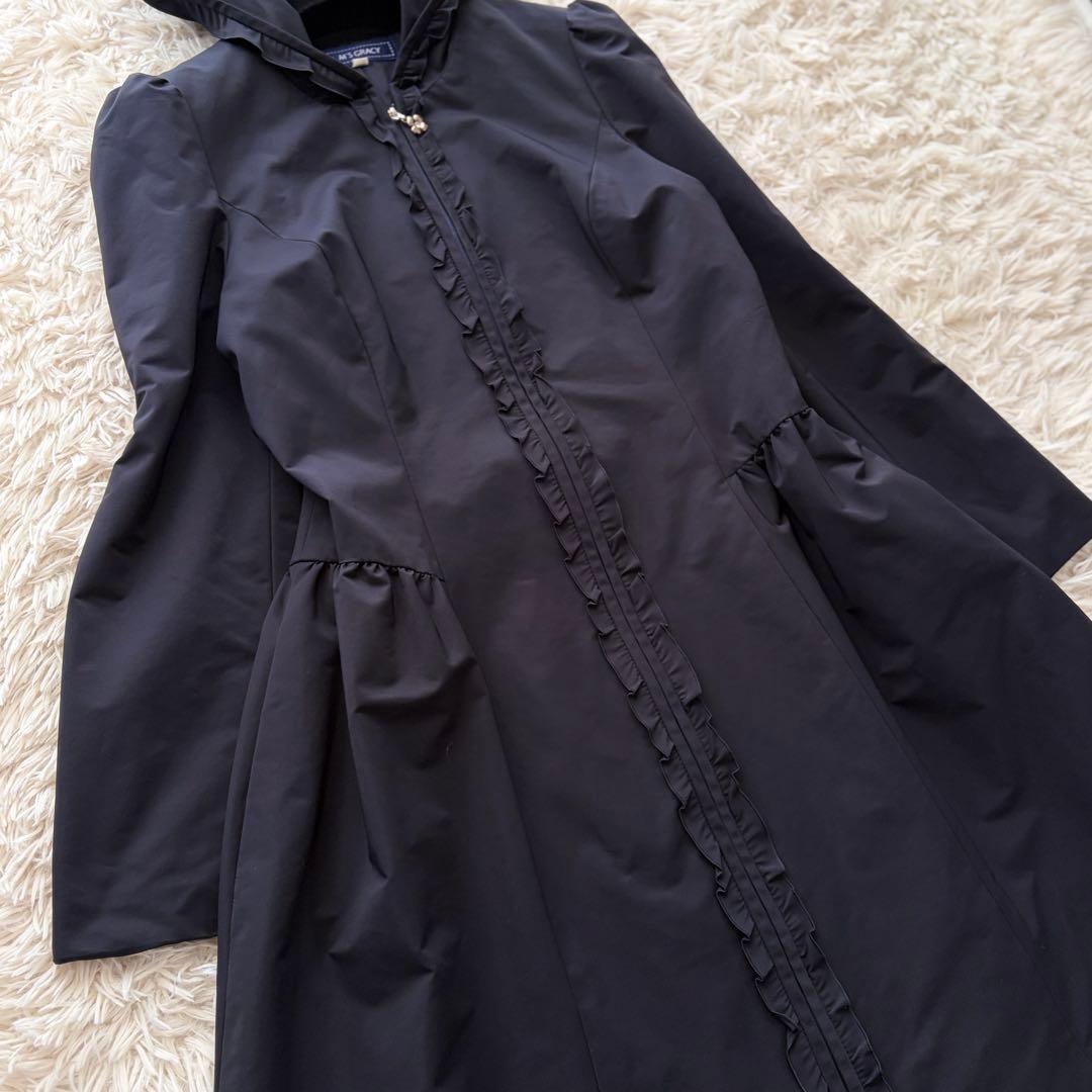 【訳アリ格安✨】M'S GRACYスプリングコート フリル フード ナイロン 紺