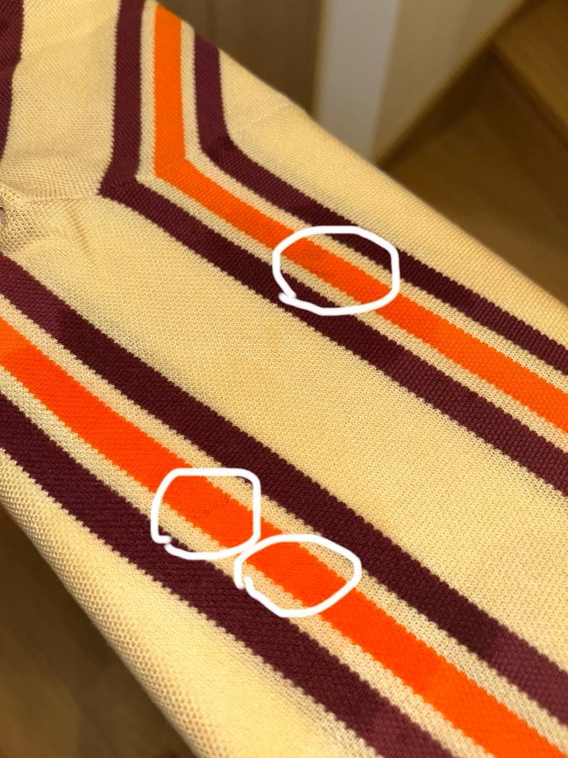 Miu Miu コットンシルク ストライプ 半袖ポロシャツ ブランドロゴ付き