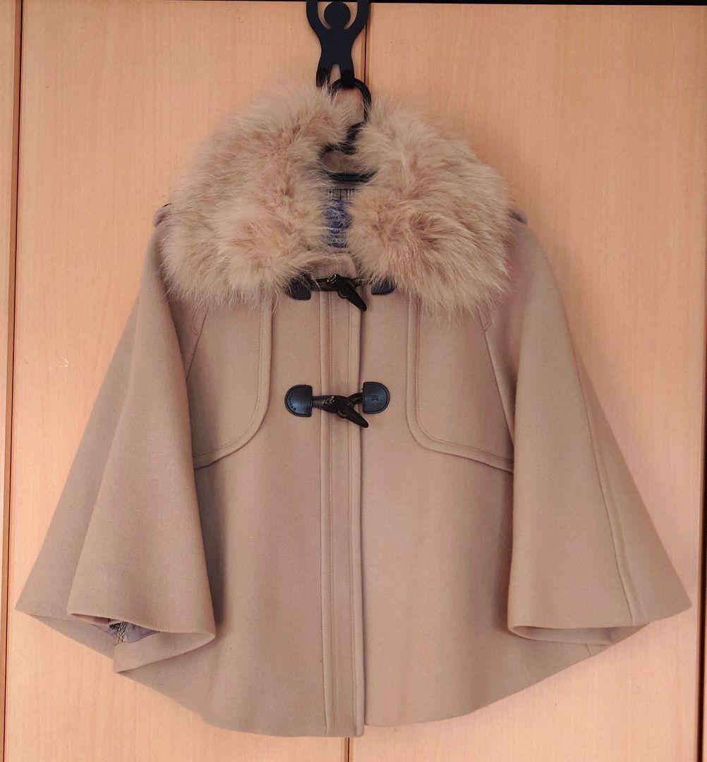 BURBERRY BLUE LABEL ファー付きケープコート 38