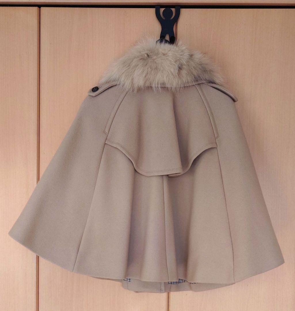 BURBERRY BLUE LABEL ファー付きケープコート 38