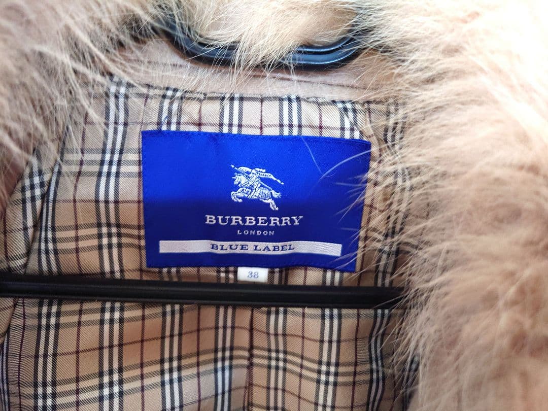 BURBERRY BLUE LABEL ファー付きケープコート 38