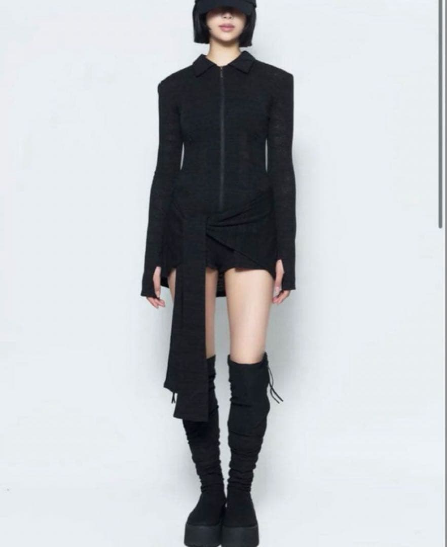 Theredthread S drape romper 黒