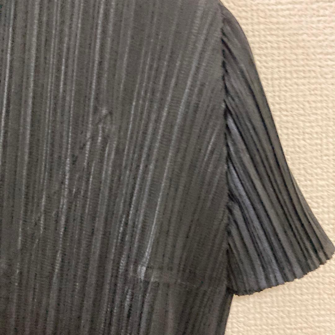 イッセイミヤケ　プリーツプリーズ変形トップスブラックLサイズ