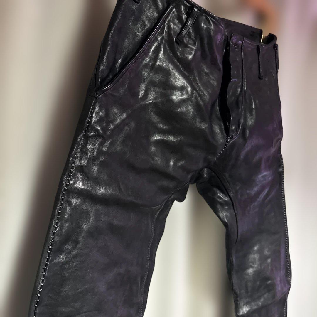 incarnationホースレザーサルエルパンツ　オーバーロックステッチ