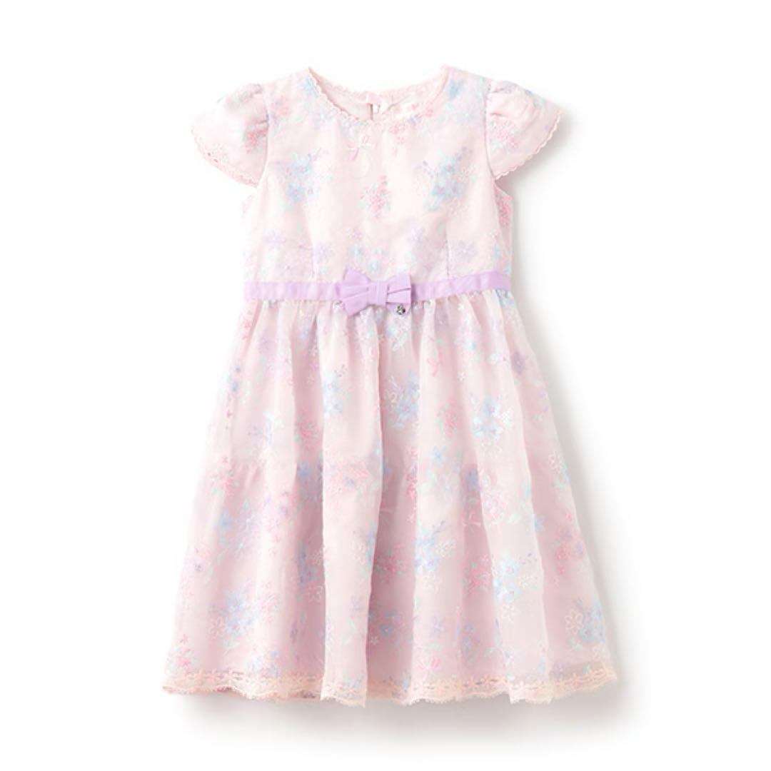 ピンクフローラル刺繍ドレス&カーディガンセット