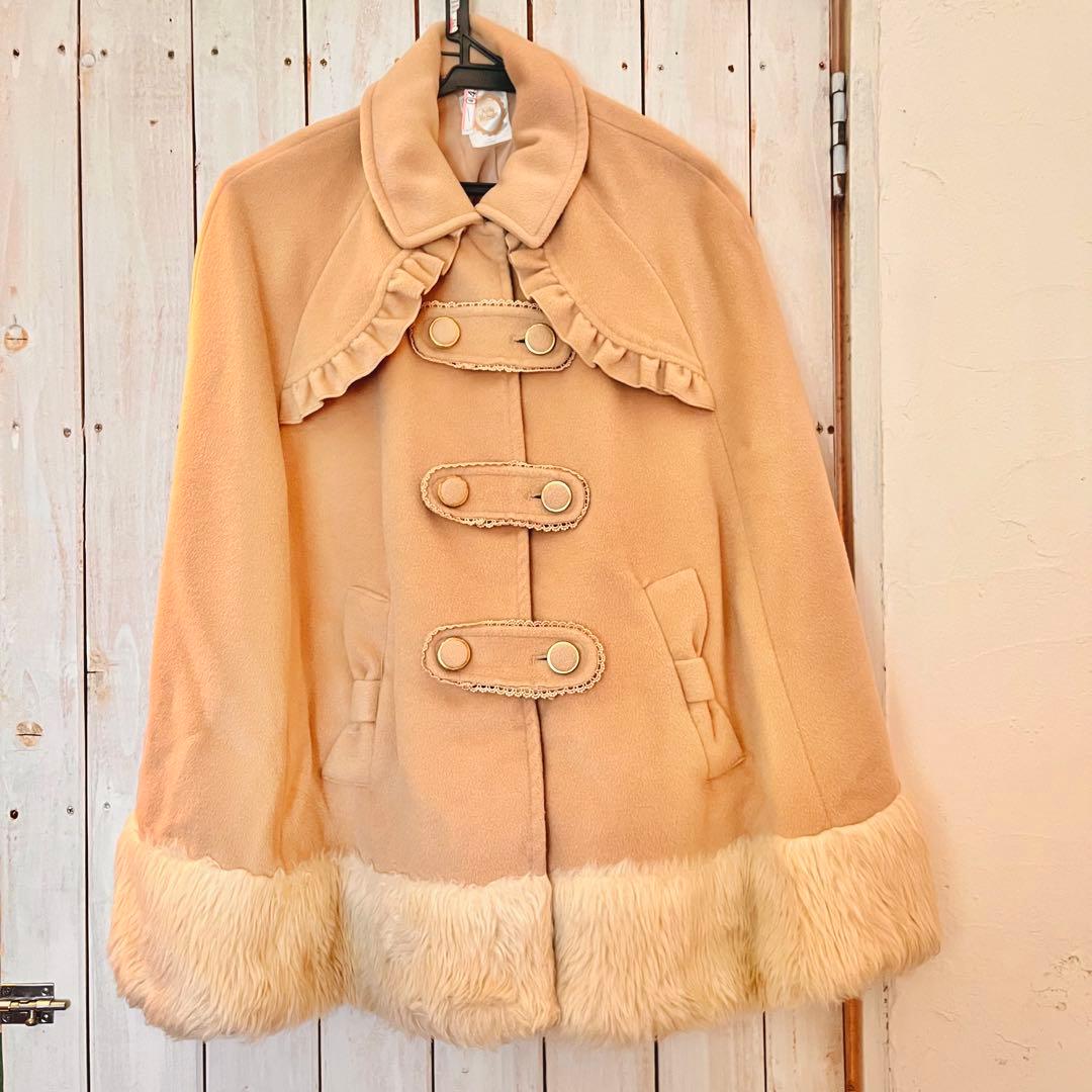 アンクルージュ トリプルリボン ポンチョ コート ケープ ベージュ アウター