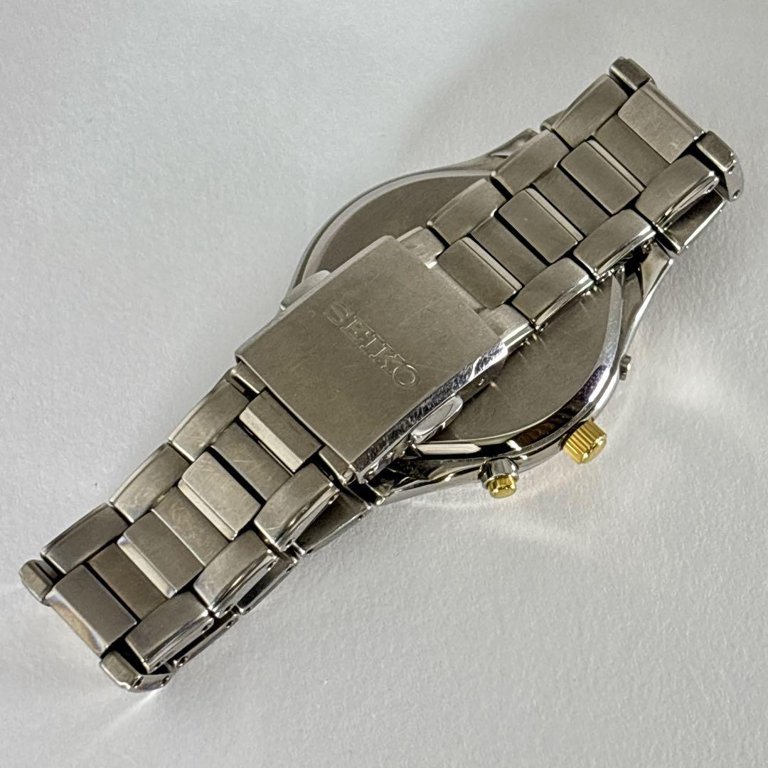 稼働 SEIKO メンズ腕時計 電波ソーラー チタニウム デイト 軽量 コンビ