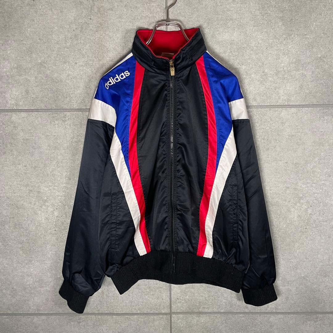 アディダス　セットアップ　トラックジャケット　90s　デサント製　刺繍　太ライン