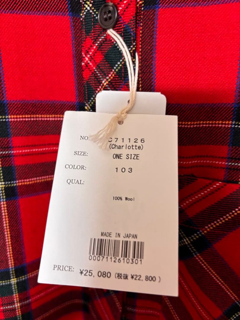 サラウェアsarah wear未使用タグ付ウール赤レッドチェックワンピース日本製