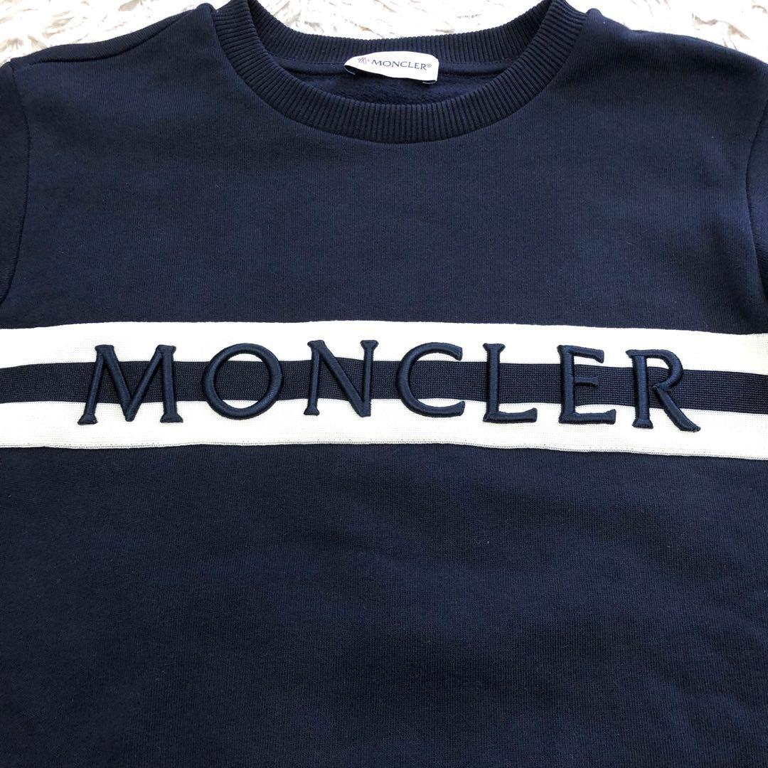 美品✨モンクレール　スウェット　デカロゴ刺繍　ラバーロゴ　ネイビー 12A