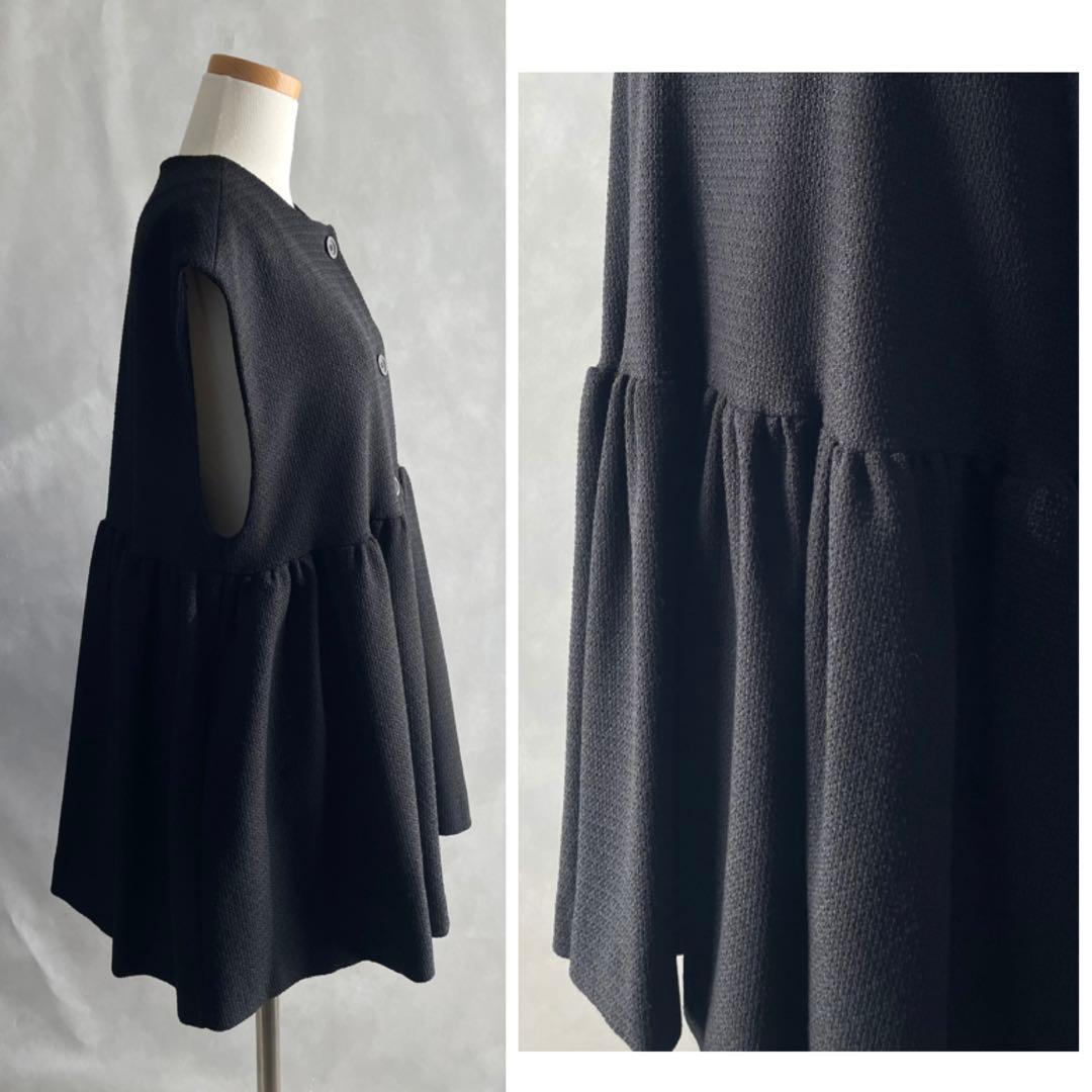 美品✨リヴェタート　ペプラム　ギャザージレ　黒　ワイドシルエット　オケージョン