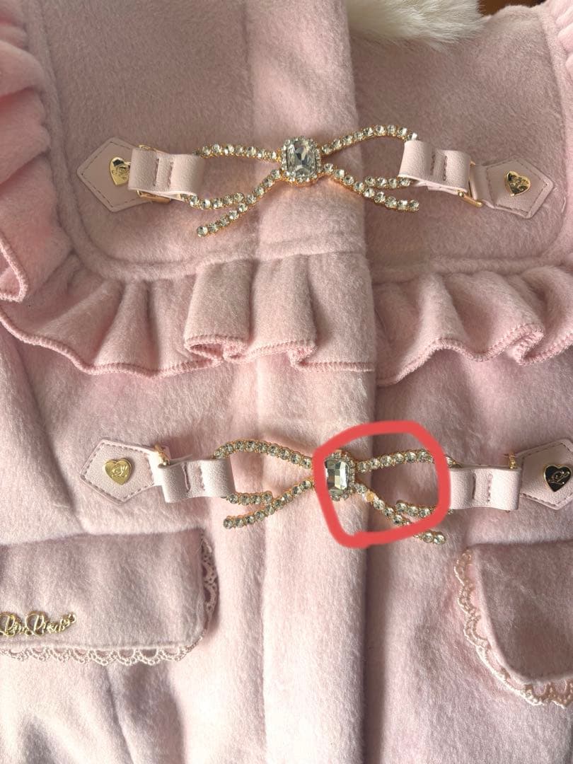 LIZLISA ビジューリボンショートフードコート　ピンク