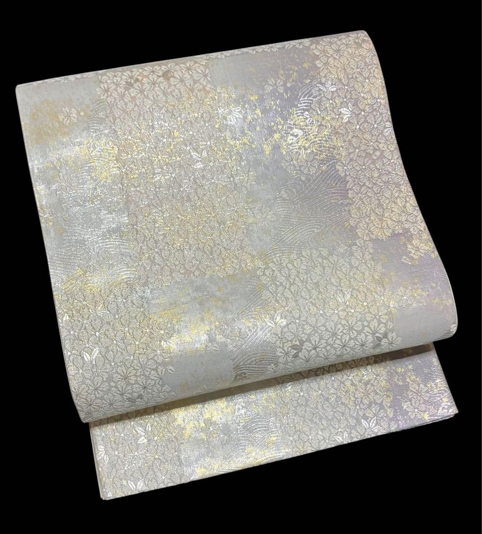 織の弘彩 袋帯 六通柄 正絹 市楽吉野桜 引箔 唐織 証紙 未使用 イ6535