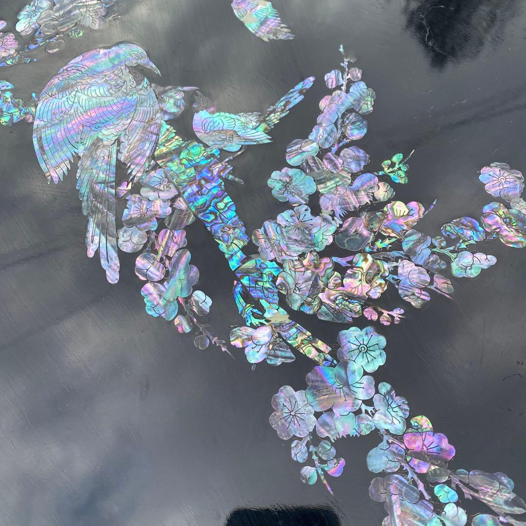 韓国伝統工芸 螺鈿細工 楕円形ローテーブル　座卓　折り畳み