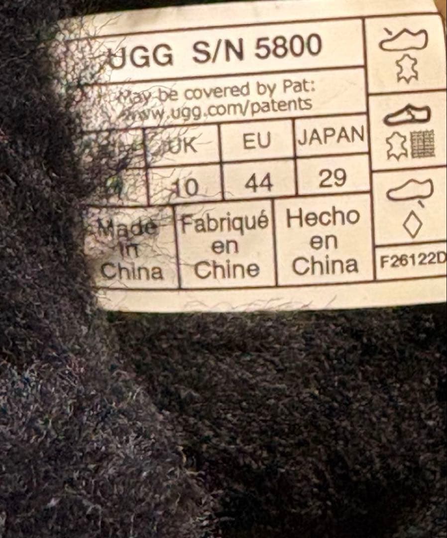 UGG メンズ クラシックショート ムートンブーツ シープスキン 黒 29cm