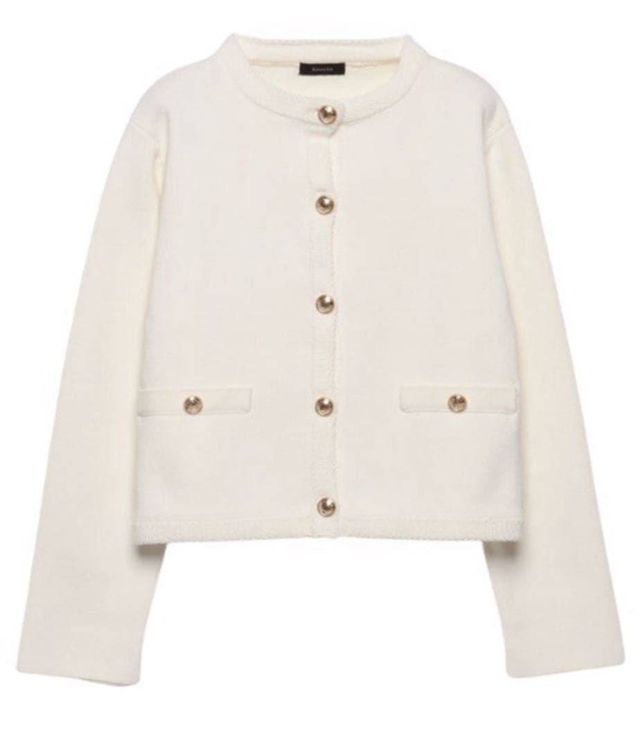 【新品タグ付き】anuans オリジナルボタンノーカラーニットジャケット