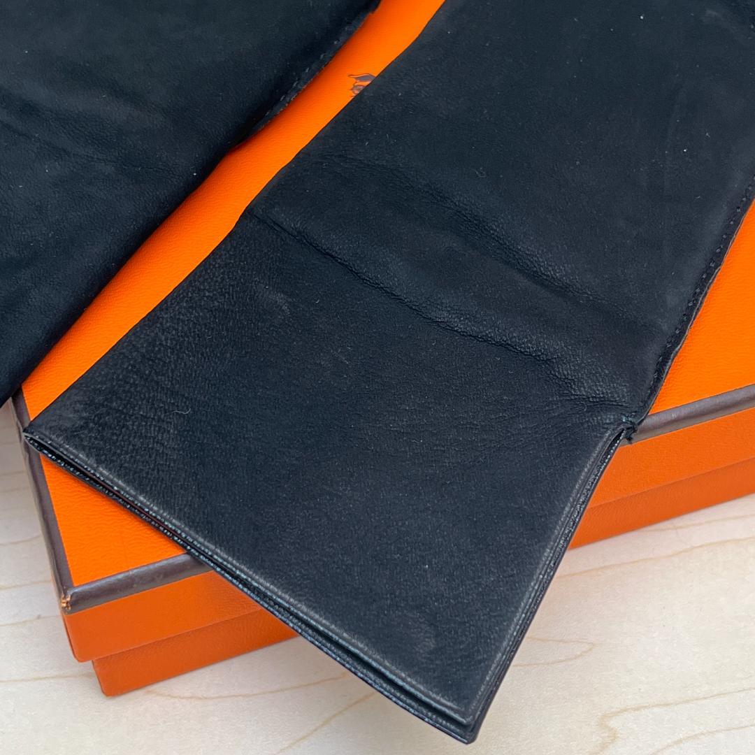 HERMES エルメス 5本指手袋 6 1/2 カシミヤ スエード 黒 Sサイズ