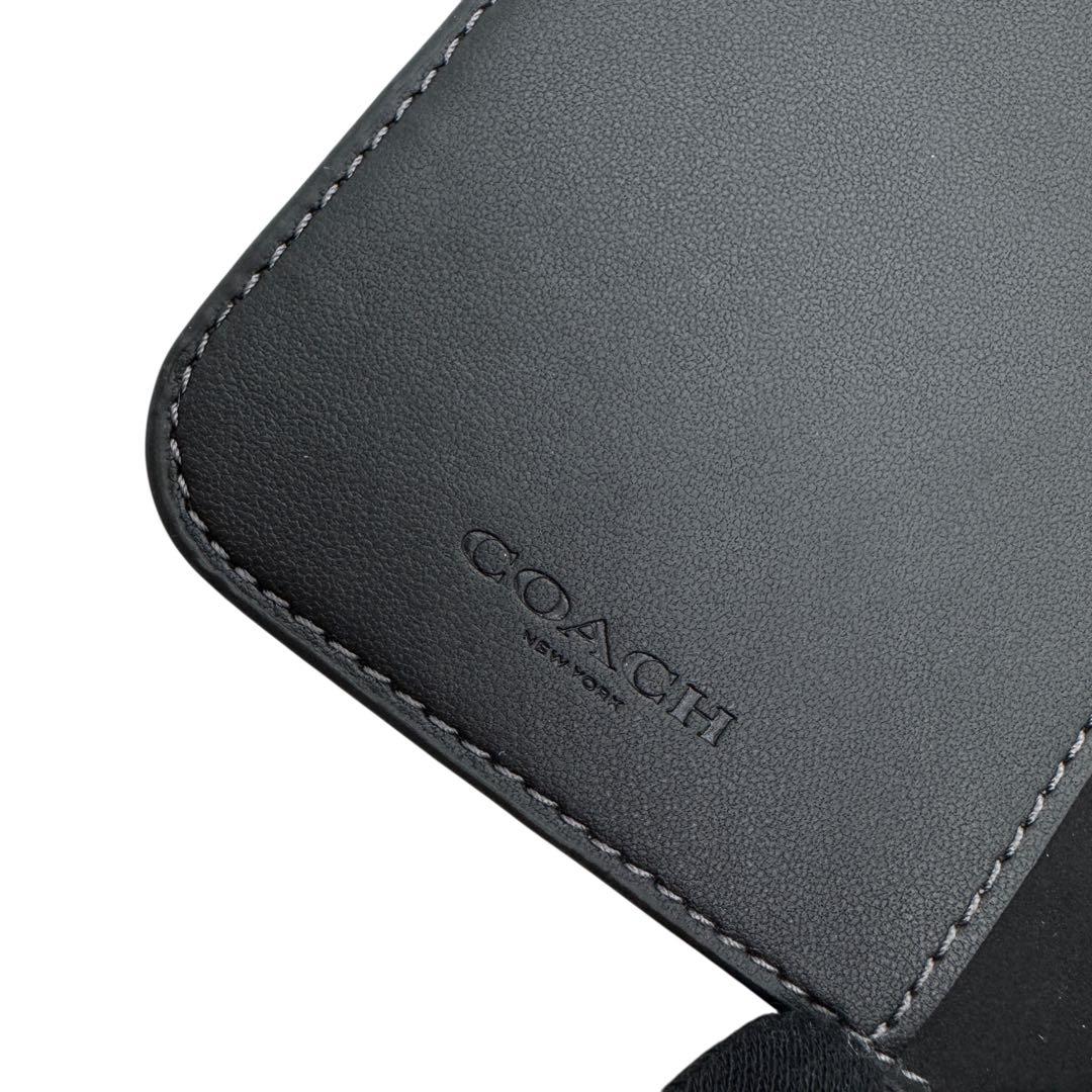 極美品 コーチ iphone Air 手帳型スマホケース シグネチャー ブラック
