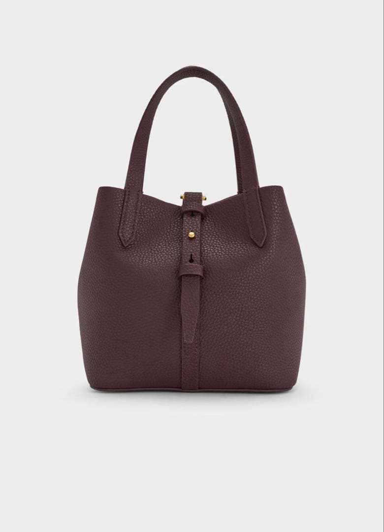 CHARLES&KEITH ベリルリサイクルレザーバケツバッグワインベリーレッド