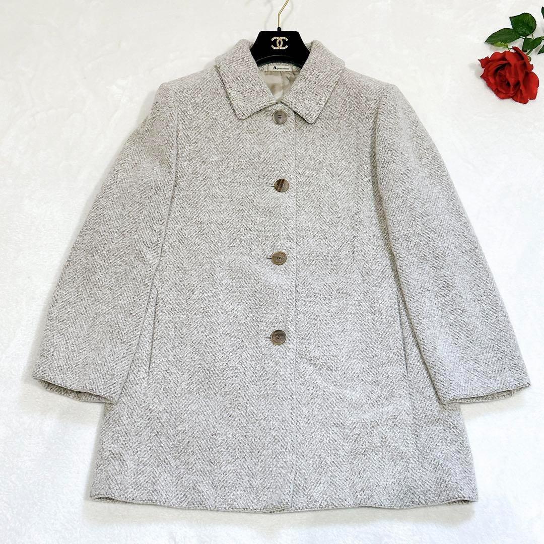 未使用級美品✨　アクアスキュータム　ステンカラー　コート　ウール　ヘリンボーン