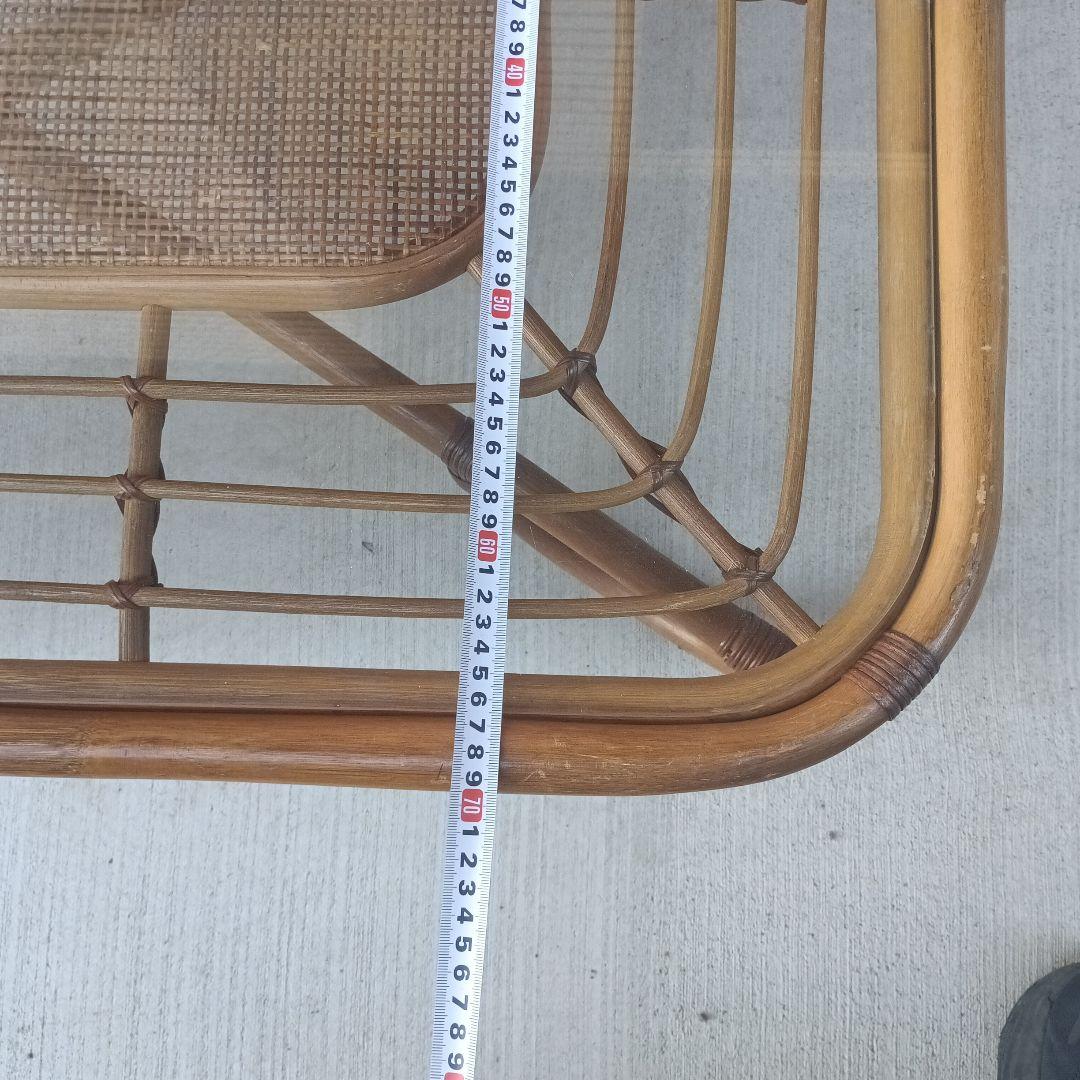 ヴィンテージラタンガラステーブル