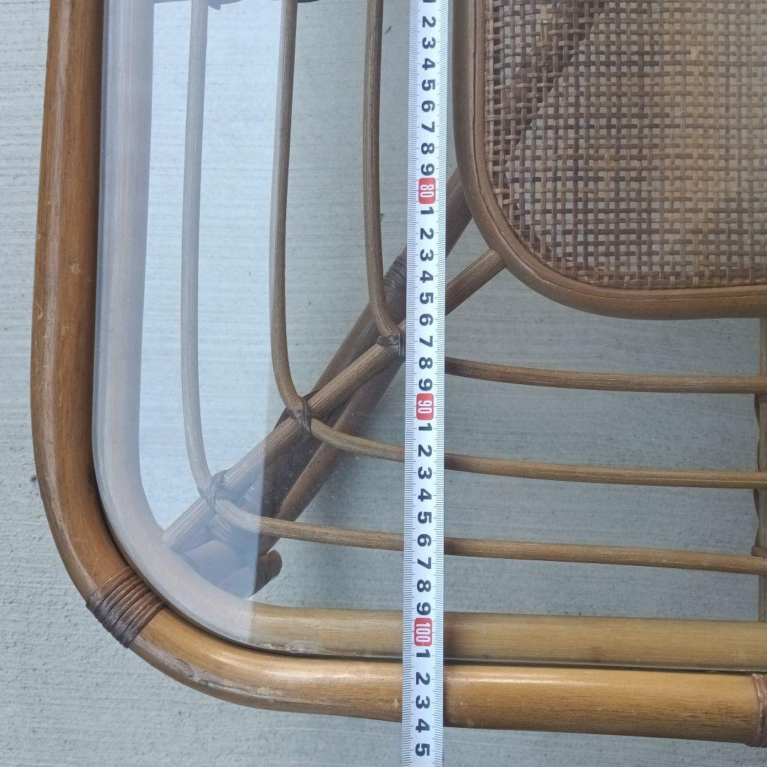 ヴィンテージラタンガラステーブル