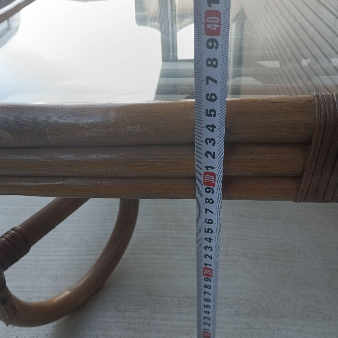 ヴィンテージラタンガラステーブル