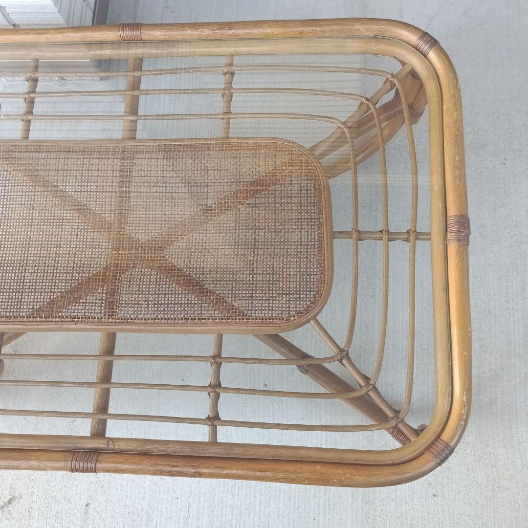 ヴィンテージラタンガラステーブル