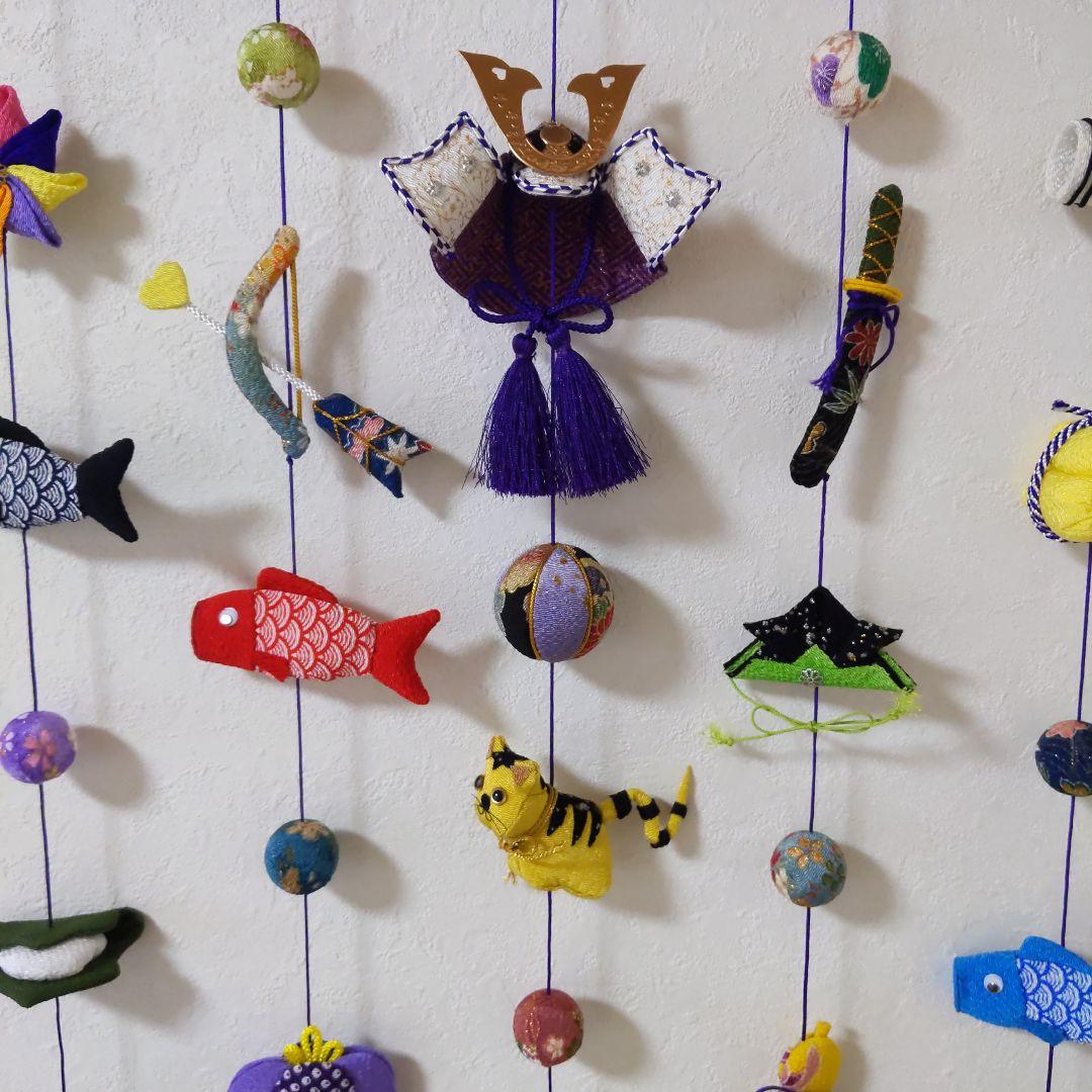 ちりめん細工　端午の節句壁掛け下げ飾り (5下げ)