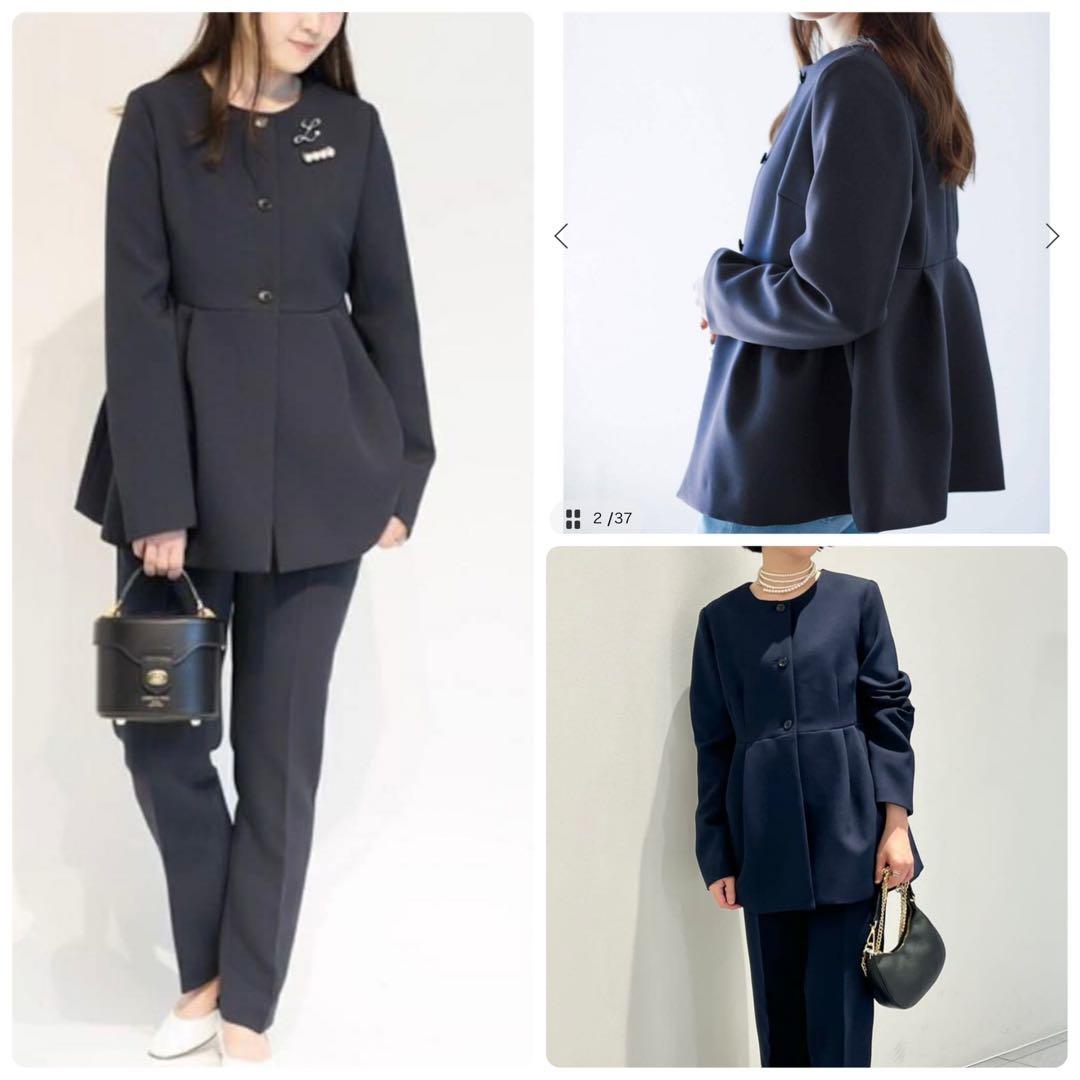 ラトータリテ　【M】トリプルクロスペプラムジャケット　ネイビー　セレモニー