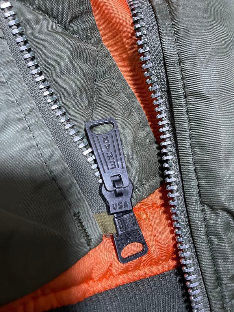 90s USA製 AVIREX MA-1 アーチロゴ カーキ L ヴィンテージ