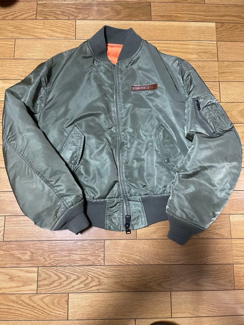 90s USA製 AVIREX MA-1 アーチロゴ カーキ L ヴィンテージ