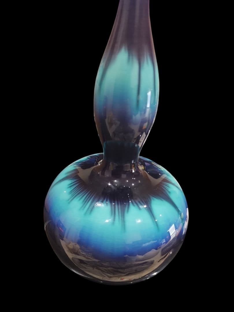 X*g様 人間国宝 九谷焼 三代徳田八十吉 彩釉 花生 (正彦)作 金継ぎ 古美