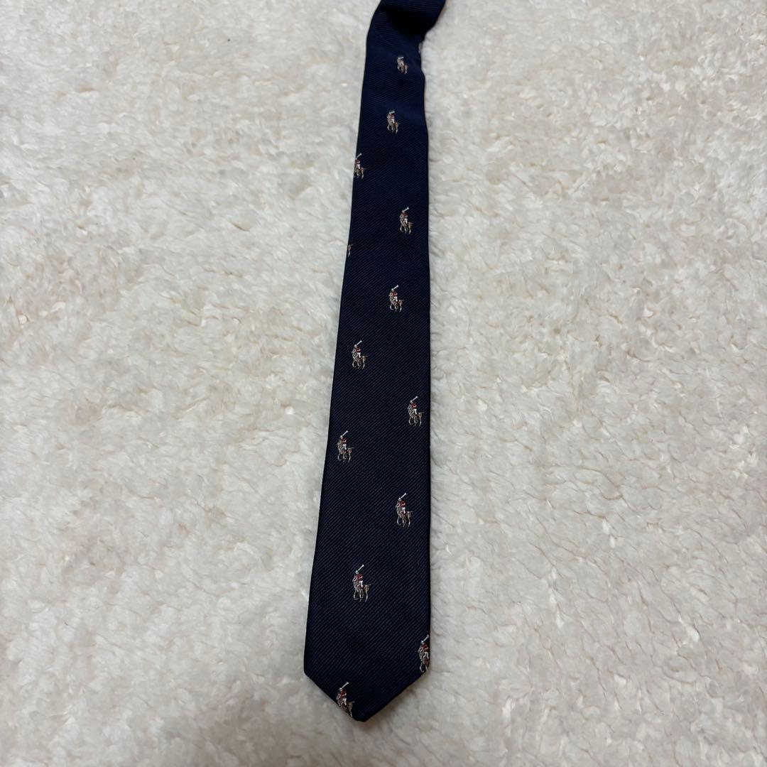【新品未使用】 ポロラルフローレン ネクタイ ポニー刺繍 ネイビー 絹100%