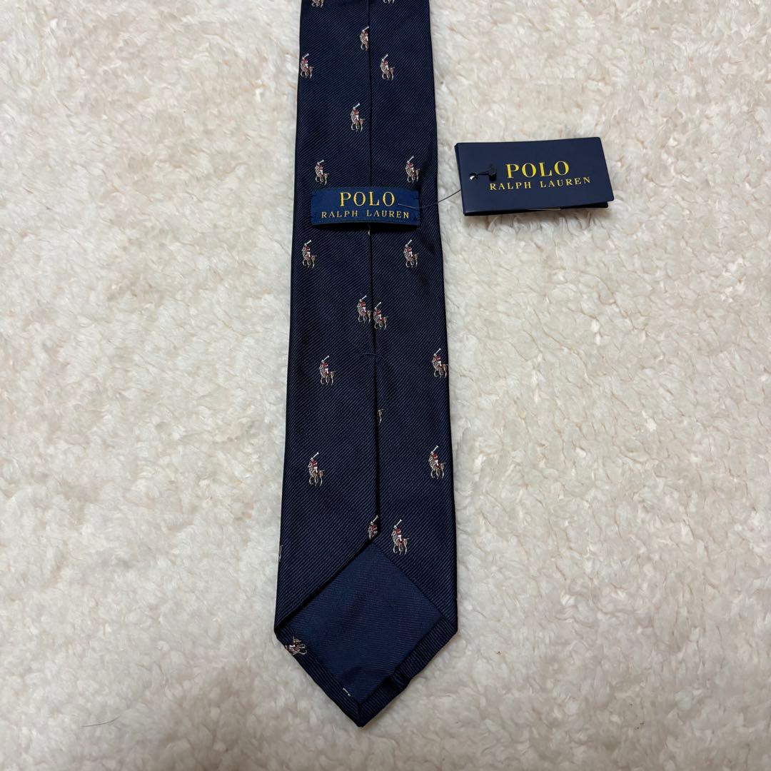 【新品未使用】 ポロラルフローレン ネクタイ ポニー刺繍 ネイビー 絹100%