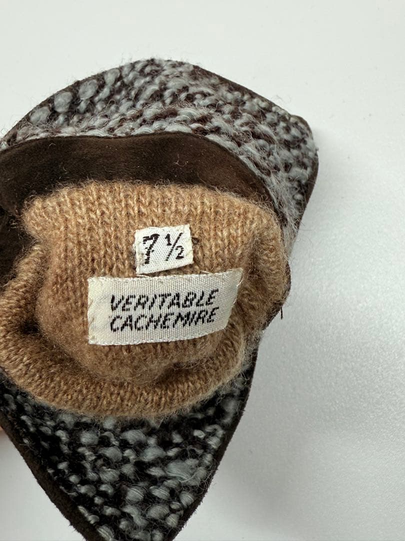 HERMES ダークブラウン カシミヤ手袋 7½