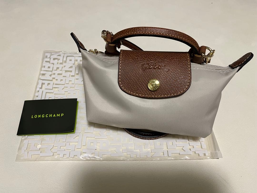 ロンシャン　ル　プリアージュ　オリジナルハンドル付きポーチ　パピエ