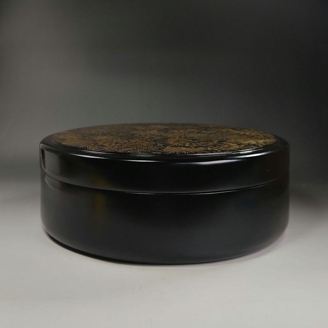 イ873 茶櫃『清光作』『輪島塗沈金菊模様　共箱』茶道具　煎茶道具