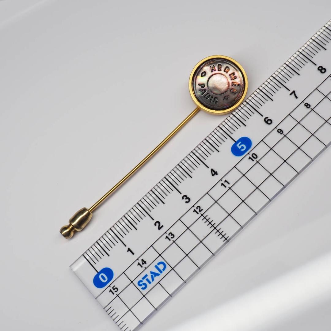 HERMES エルメス セリエ　ピンブローチ　ブローチ　シェル　ゴールド　M-S