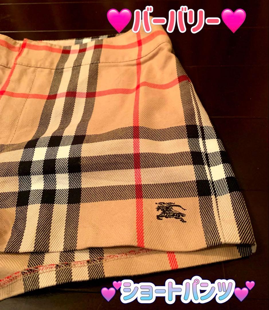 美品　バーバリー　ショートパンツ　バーバリーチェック　キャメル　BURBERRY