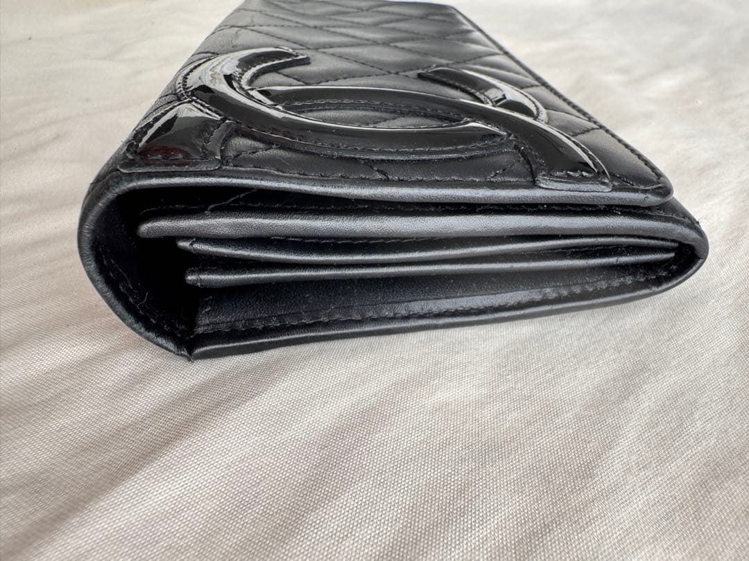 CHANEL ブラック 長財布 黒×ピンク