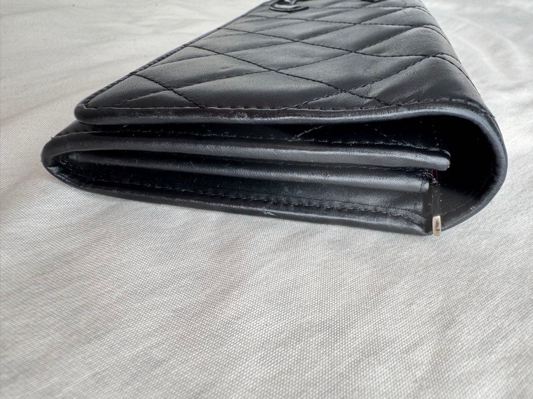 CHANEL ブラック 長財布 黒×ピンク