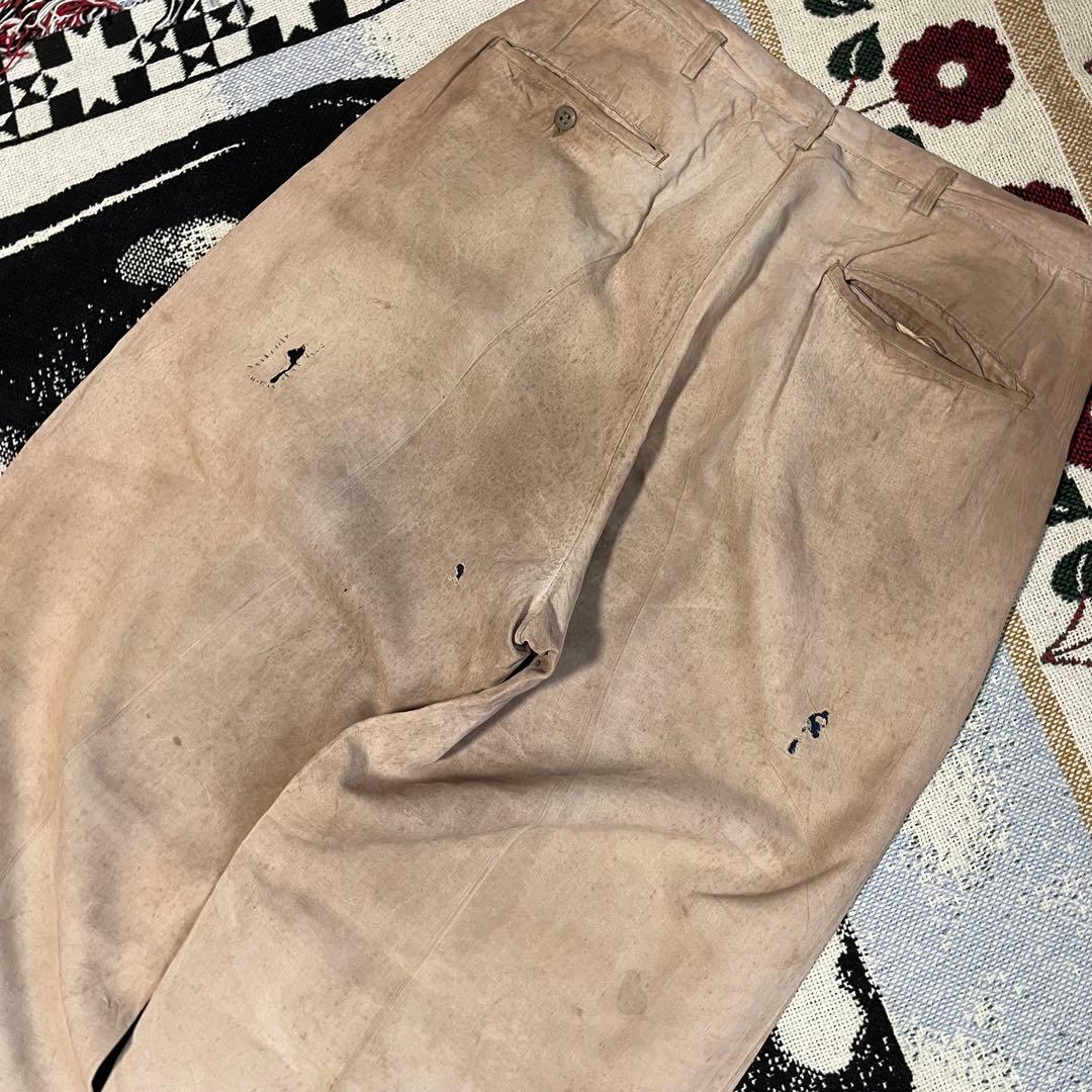 50s リネン スラックス ピンク ベージュ 60s レーヨン ギャバジン