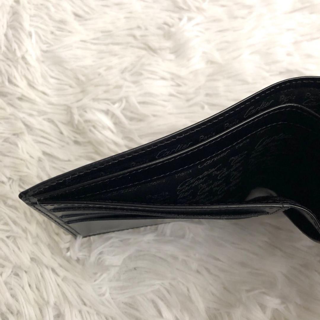 財布 ブランド 二つ折り Cartier カルティエ パシャ 本革 レザー 黒