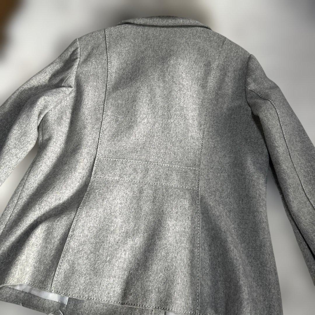 23区 フォックスファー付 ウールPコート グレー 46 3L 大きいサイズ