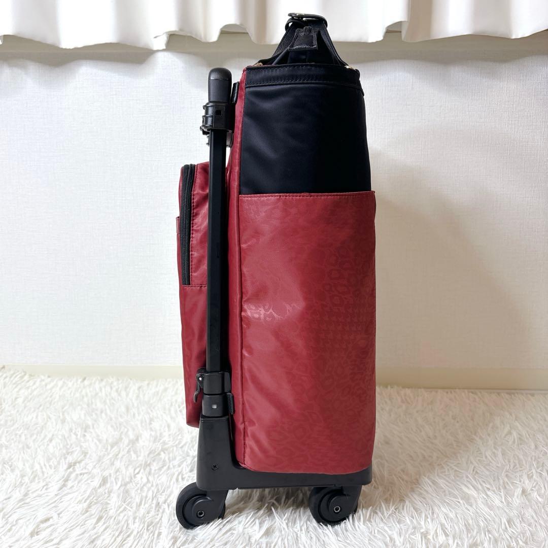 SWANY キャリーバッグ レオパード柄 4輪 ストッパー付き お買い物カート