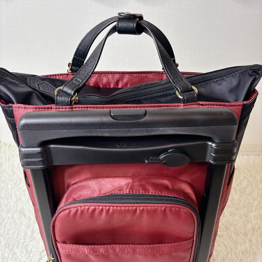 SWANY キャリーバッグ レオパード柄 4輪 ストッパー付き お買い物カート