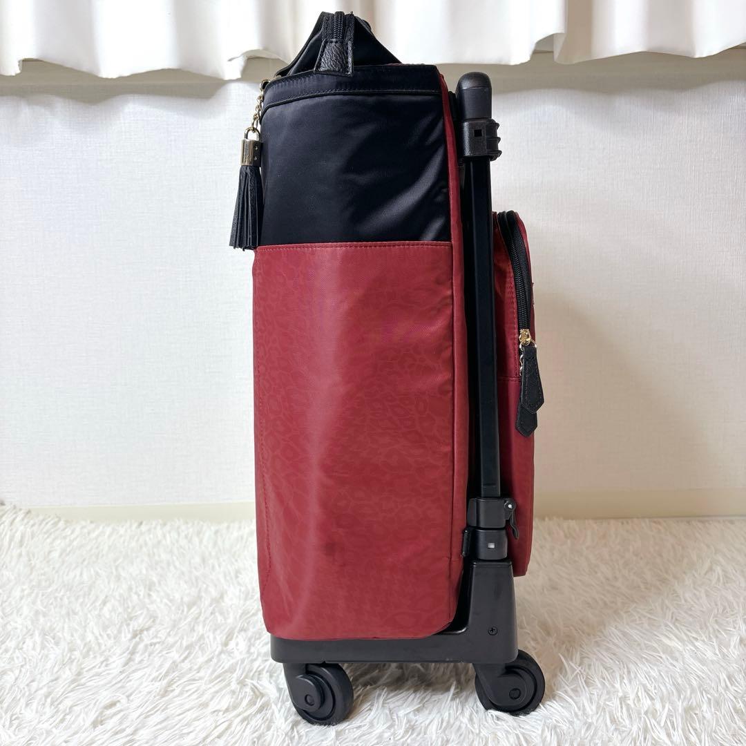 SWANY キャリーバッグ レオパード柄 4輪 ストッパー付き お買い物カート