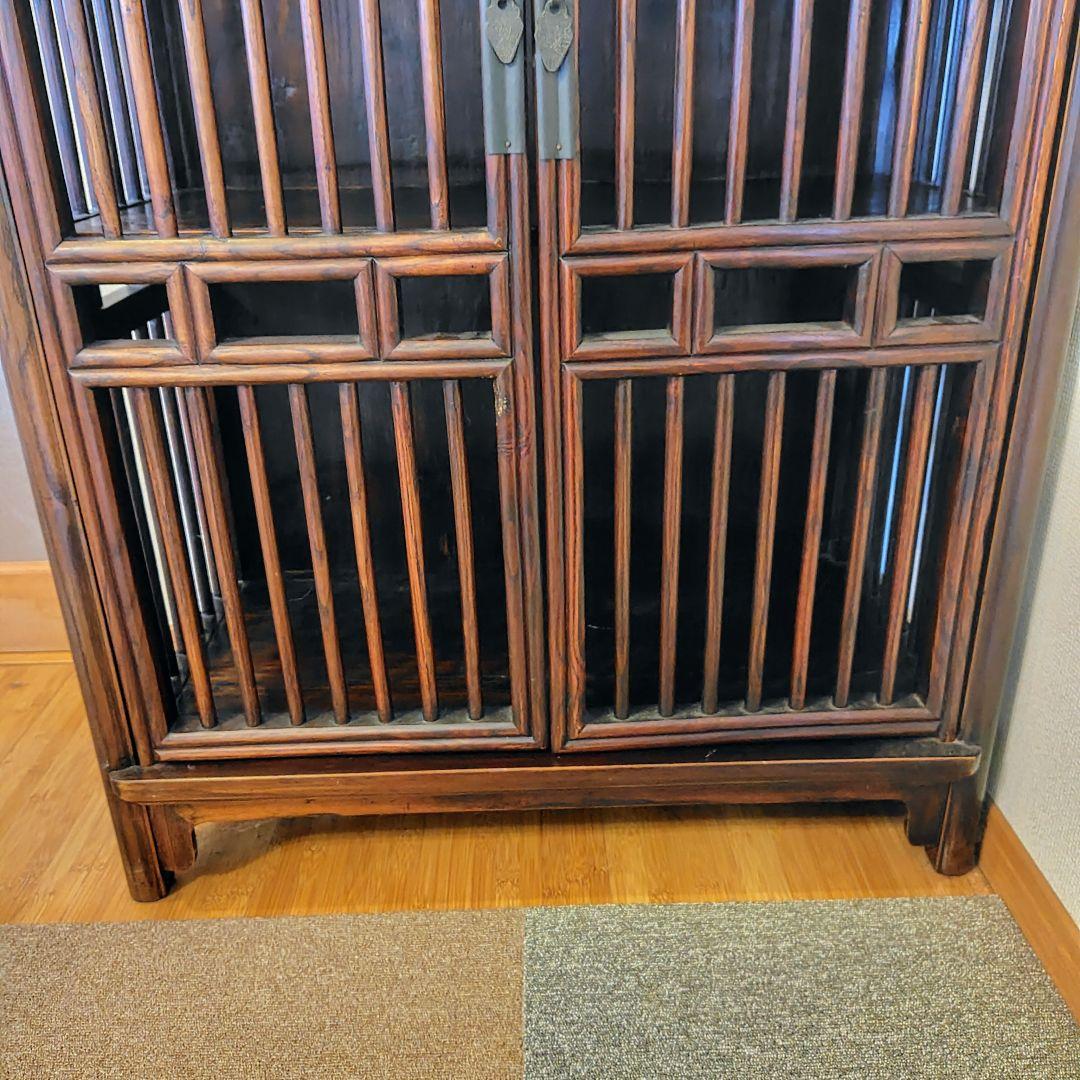 アンティーク調 木製収納キャビネット ダークブラウン